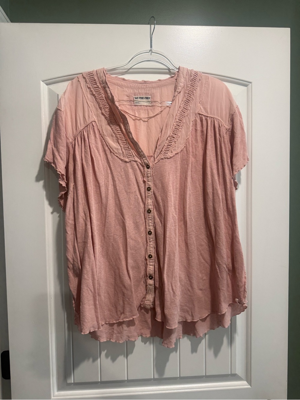 We The Free Blouse Short Sleeve Pink Size Large